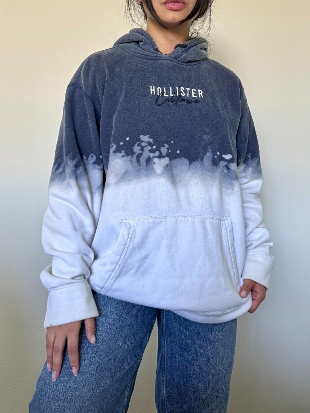 vintage hollister blue white ombre hoodie sweatshirt